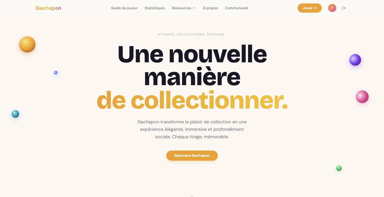 Page d’accueil publique de Gachapon