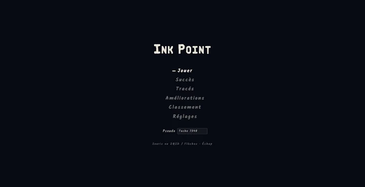 Écran-titre d’Ink Point et son menu